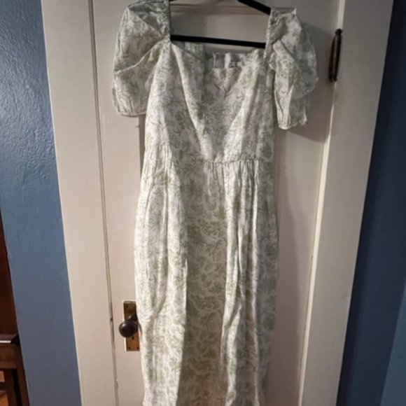 EUC Coco Shop Short Sleeve Maxi Green Flora Size S **PLEASE READ** - Picture 2 of 7